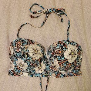 La Vie En Rose Medium Floral Bandeau Bikini Top